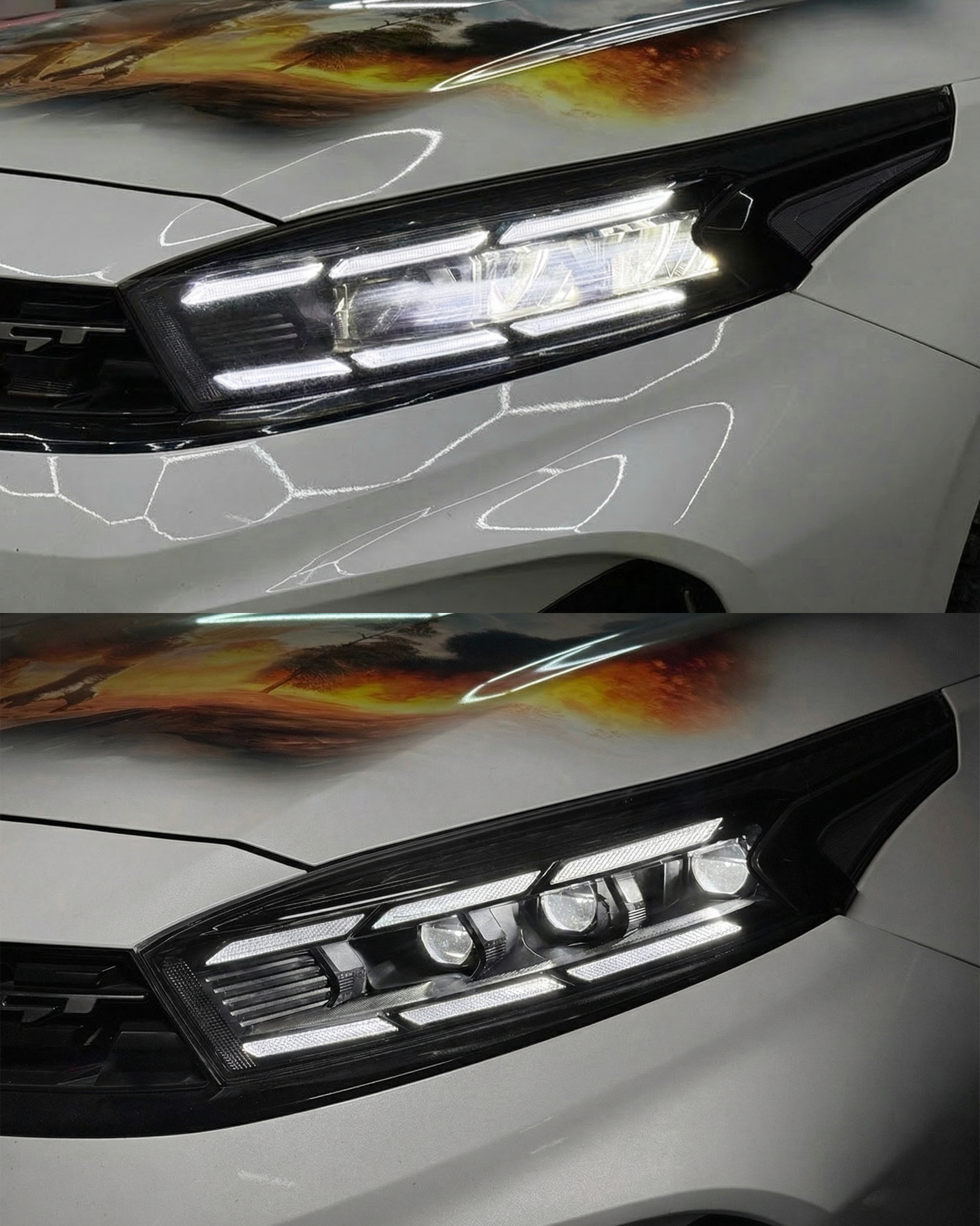 Переходные рамки для замены линз на Kia K3/Cerato + маски под 1,5 дюйма